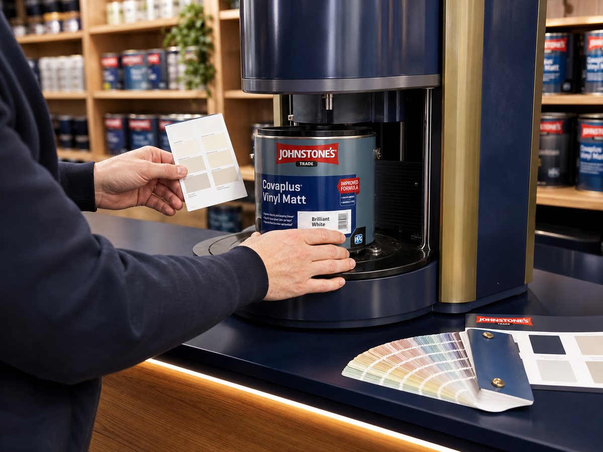 Paint being colour-matched and mixed in store